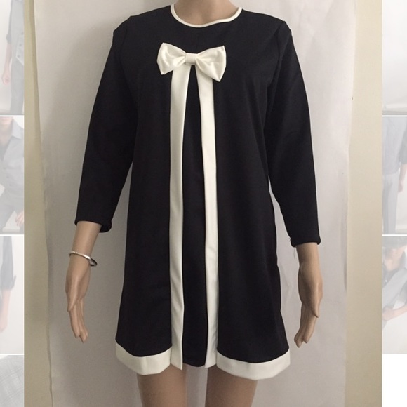 Dresses & Skirts - 👗 SALE White tie black mini dress Sz M